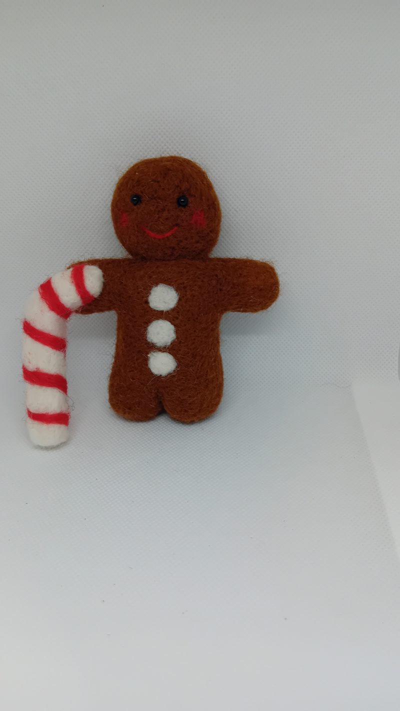 Gingerbread man needlefelt wool