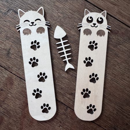 Cat Laser Cut 4.5cm x 15cm x 3mm Wooden Bookmarks