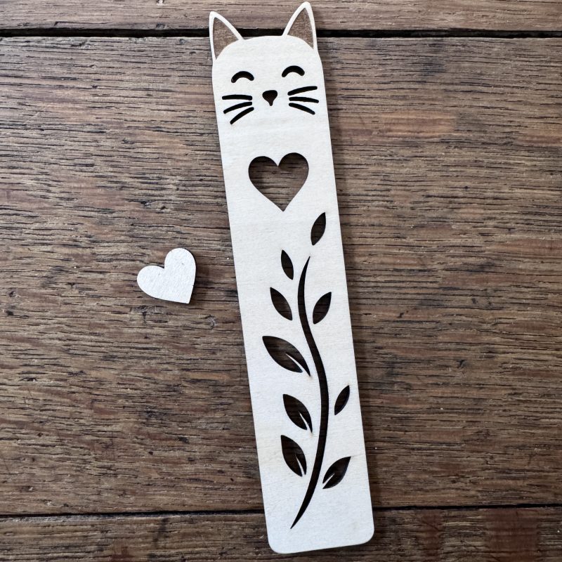 Cat Laser Cut 15cm x 3cm x 3mm Wooden Bookmarks