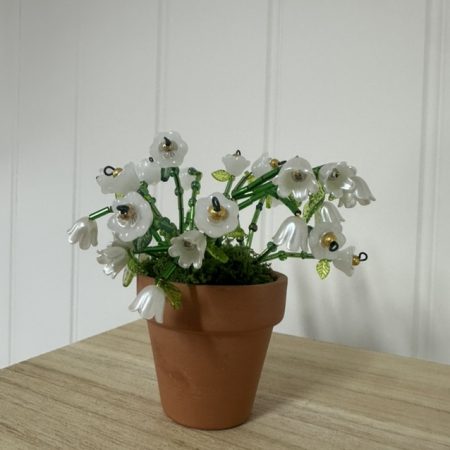 Beaded White Terracotta Flowerpot Magnet