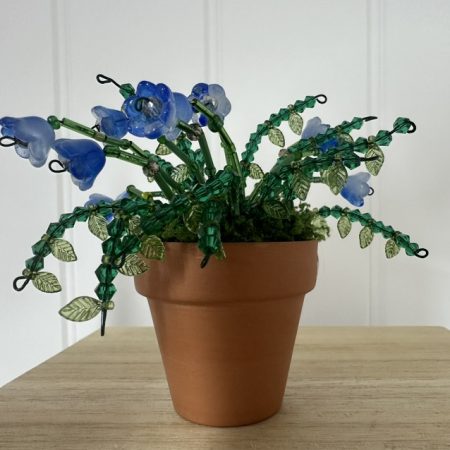 Beaded Blue Terracotta Flowerpot Magnet