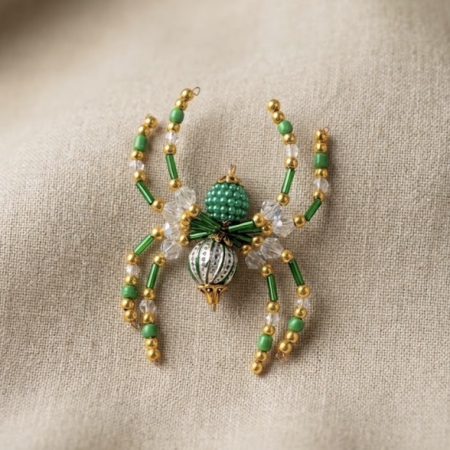Emerald And Gold Spider Suncatcher