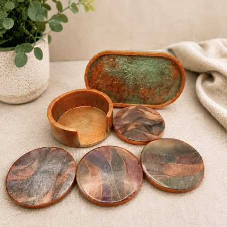 Autumn coaster and tray set