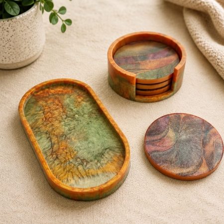 Autumn coaster and tray set