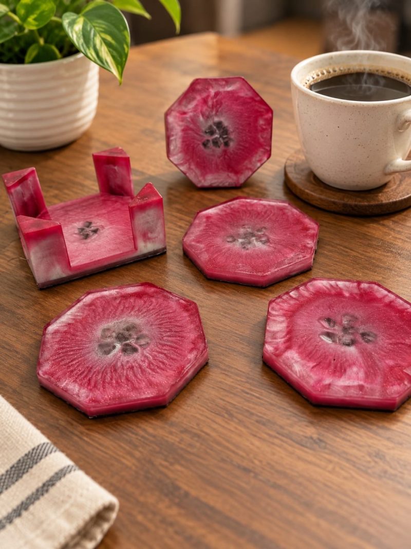 Pretty pink coaster set