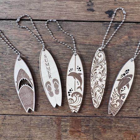 Wooden Surfboard Bag Charm – Beach, Summer & Coastal Designs