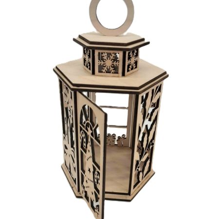Wooden Christmas Lantern, Shadow Box Table Centerpiece, Tree Ornament