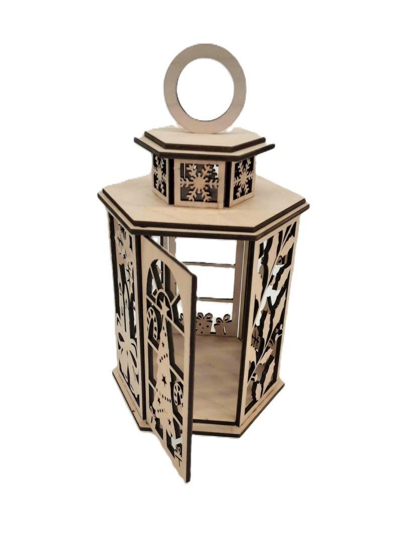 Wooden Christmas Lantern, Shadow Box Table Centerpiece, Tree Ornament