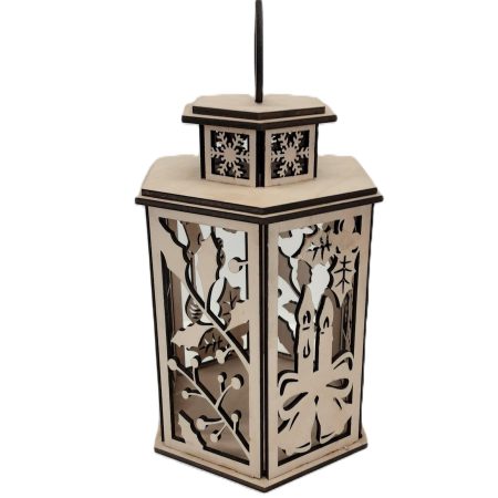 Wooden Christmas Lantern, Shadow Box Table Centerpiece, Tree Ornament