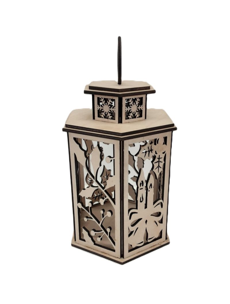 Wooden Christmas Lantern, Shadow Box Table Centerpiece, Tree Ornament