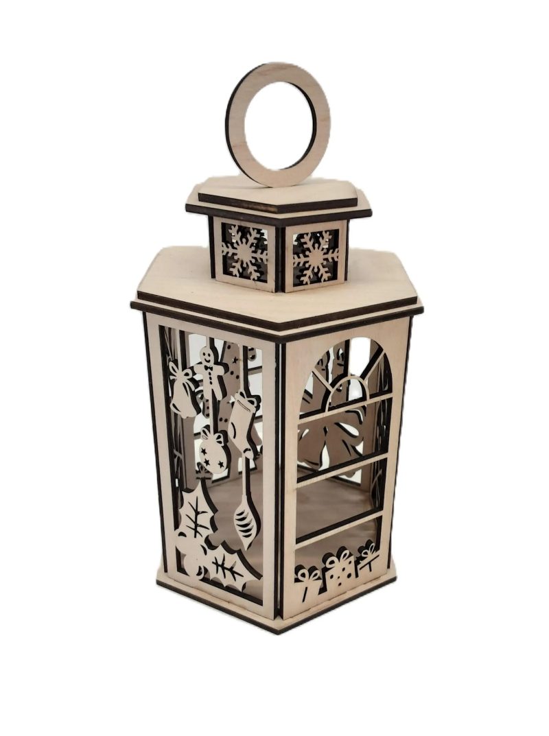 Wooden Christmas Lantern, Shadow Box Table Centerpiece, Tree Ornament
