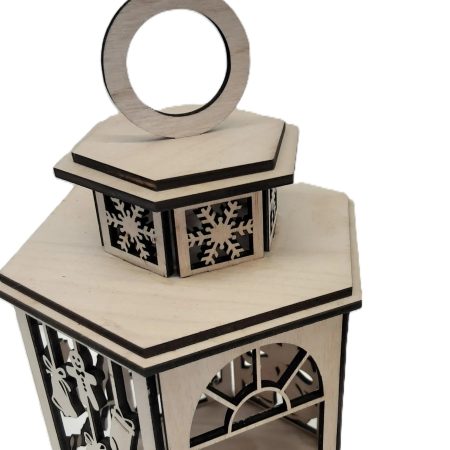 Wooden Christmas Lantern, Shadow Box Table Centerpiece, Tree Ornament