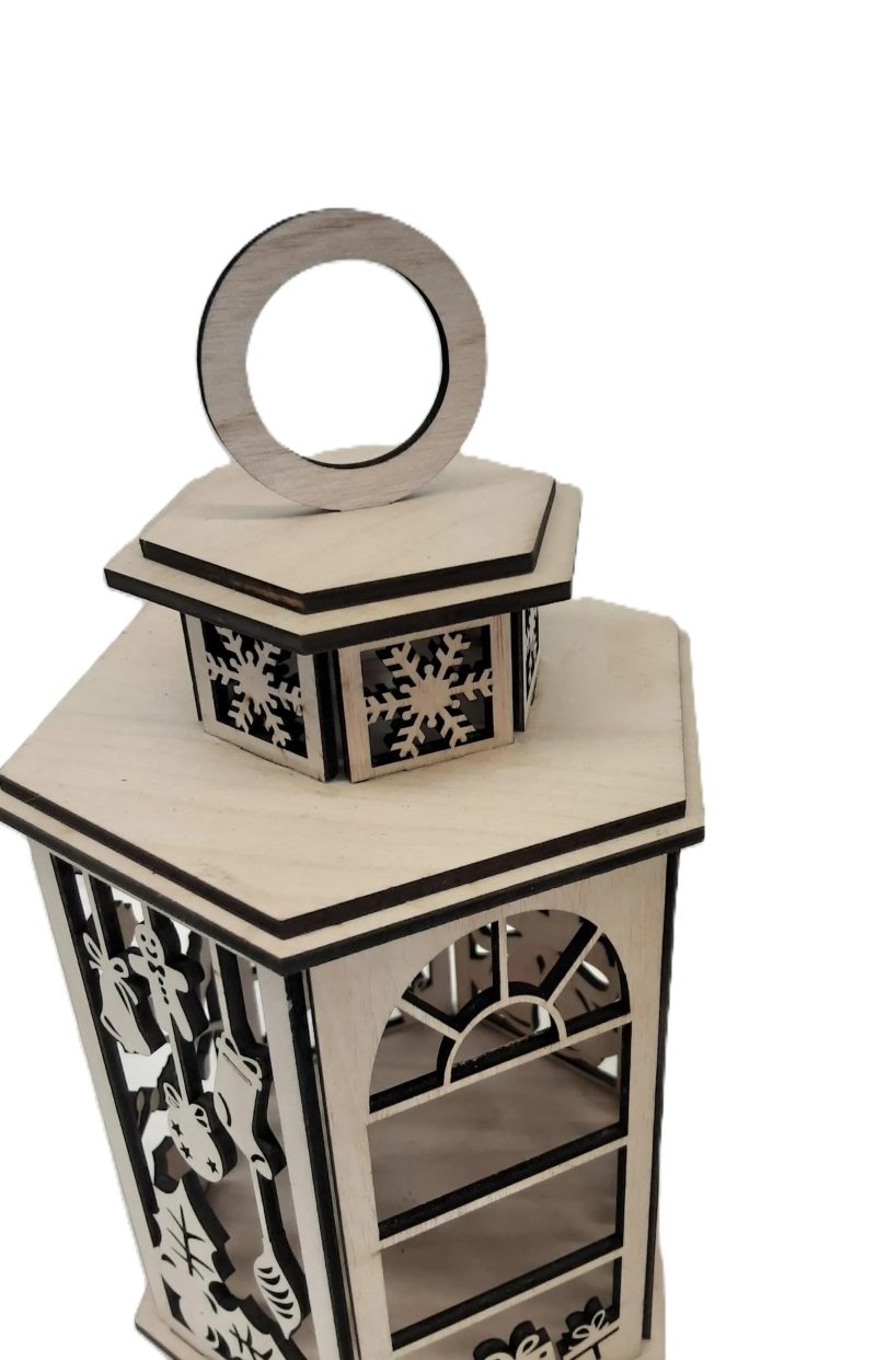 Wooden Christmas Lantern, Shadow Box Table Centerpiece, Tree Ornament