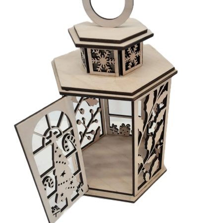 Wooden Christmas Lantern, Shadow Box Table Centerpiece, Tree Ornament
