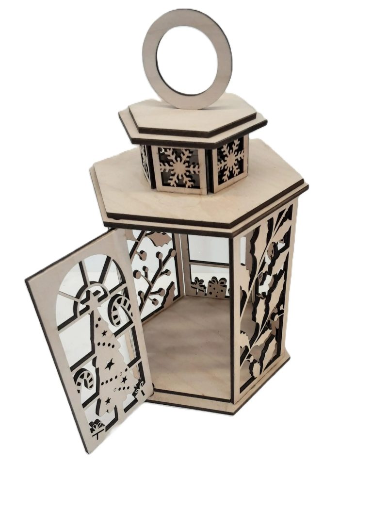 Wooden Christmas Lantern, Shadow Box Table Centerpiece, Tree Ornament