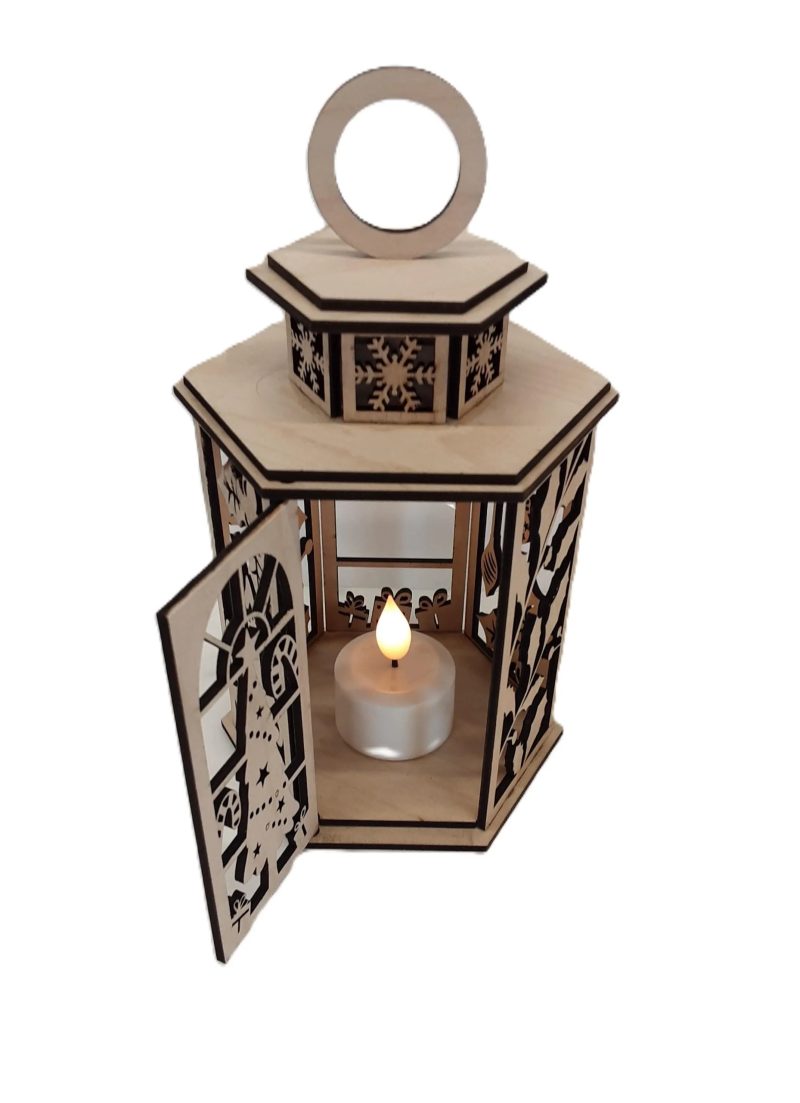 Wooden Christmas Lantern, Shadow Box Table Centerpiece, Tree Ornament