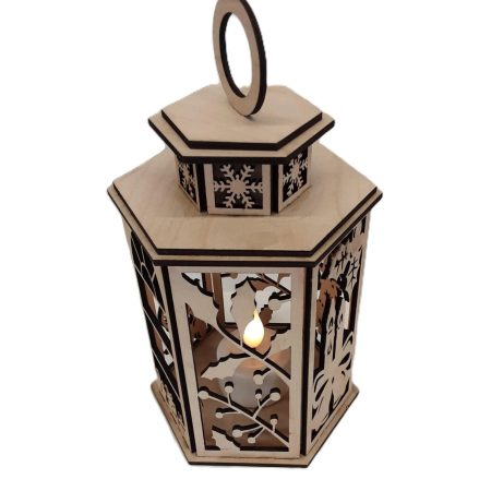 Wooden Christmas Lantern, Shadow Box Table Centerpiece, Tree Ornament