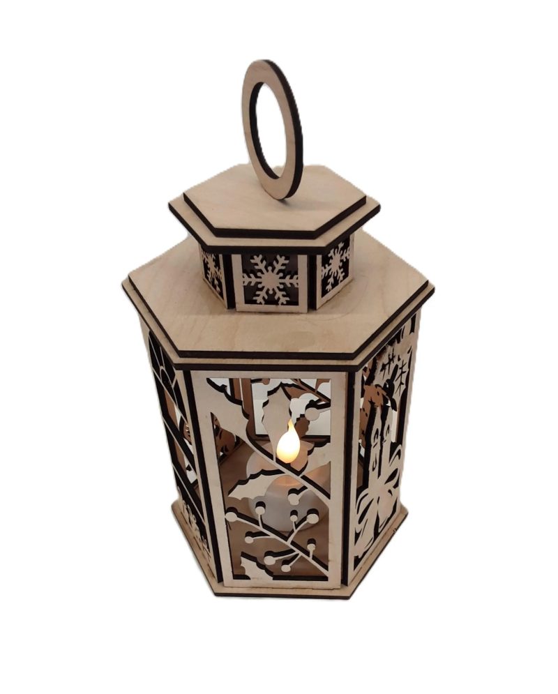 Wooden Christmas Lantern, Shadow Box Table Centerpiece, Tree Ornament
