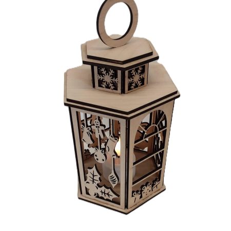 Wooden Christmas Lantern, Shadow Box Table Centerpiece, Tree Ornament