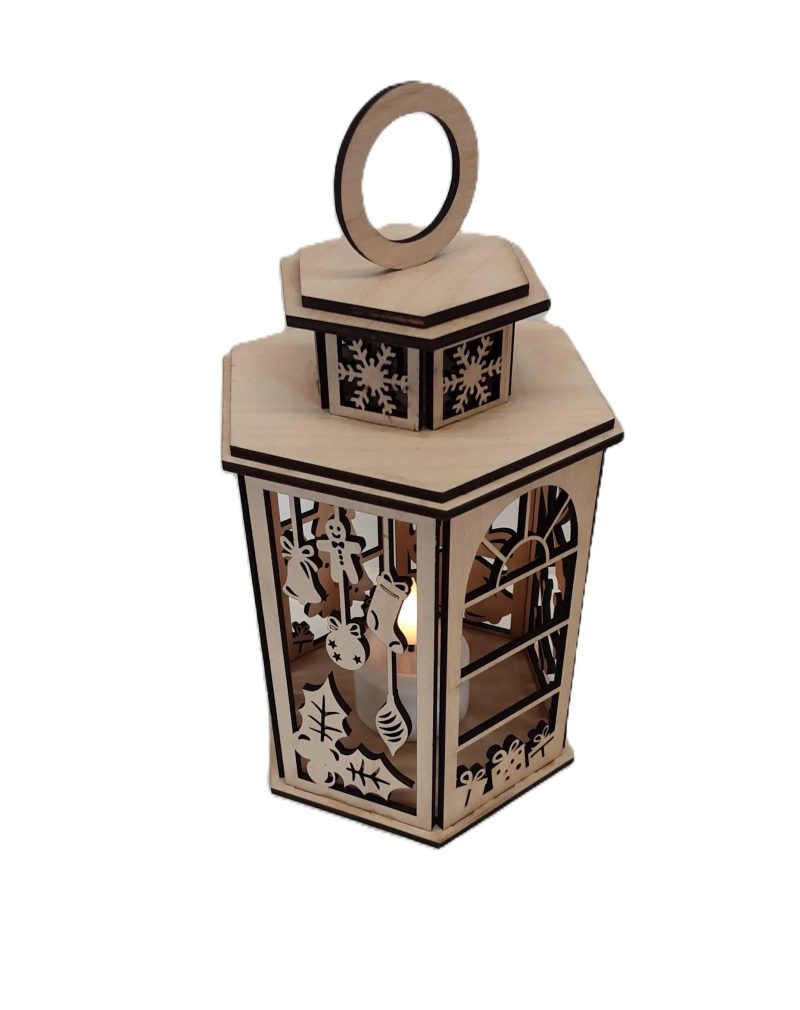 Wooden Christmas Lantern, Shadow Box Table Centerpiece, Tree Ornament