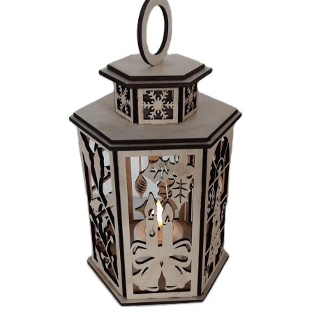 Wooden Christmas Lantern, Shadow Box Table Centerpiece, Tree Ornament