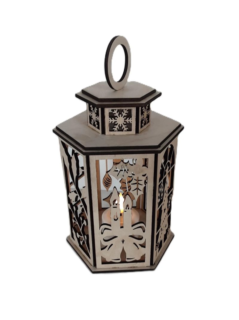 Wooden Christmas Lantern, Shadow Box Table Centerpiece, Tree Ornament
