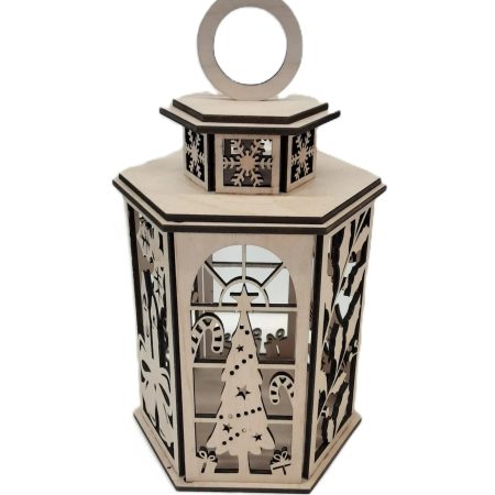 Wooden Christmas Lantern, Shadow Box Table Centerpiece, Tree Ornament