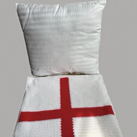 Handmade Crochet England Flag Cushion and Cover 16x16" by ThatCrochetLadyUK