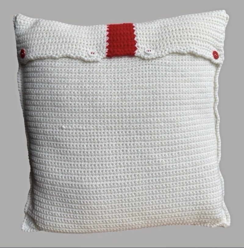 Handmade Crochet England Flag Cushion and Cover 16x16" by ThatCrochetLadyUK