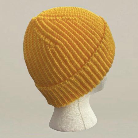 Handmade Yellow Crochet Beanie Hat - Unisex All-Season Stretchy Ribbed Cap