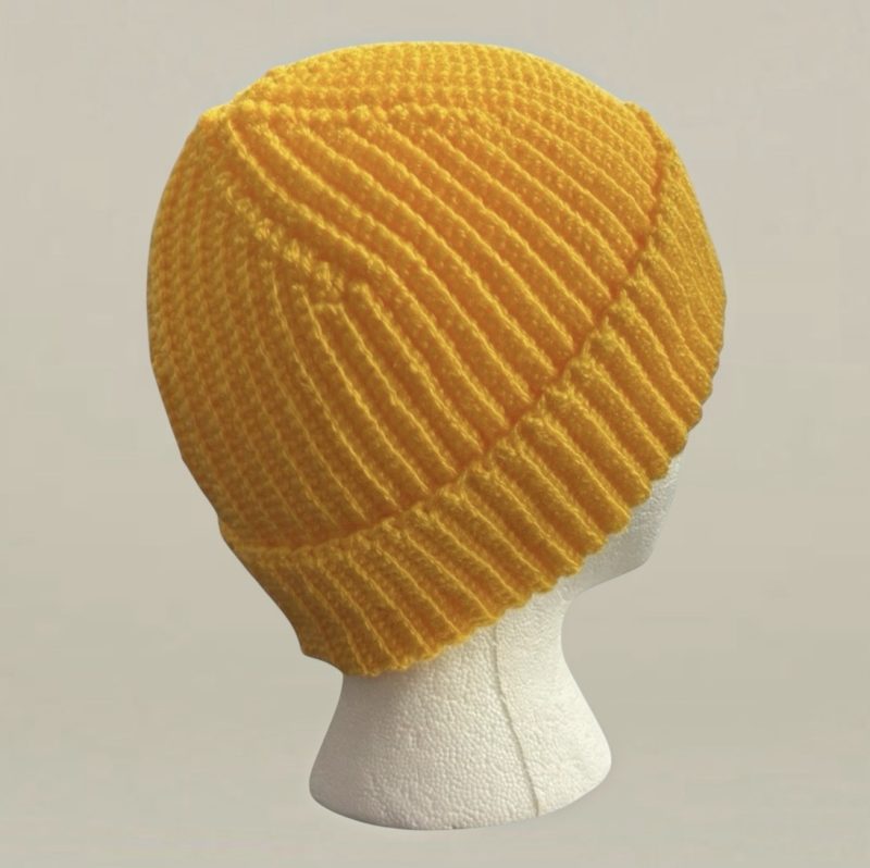 Handmade Yellow Crochet Beanie Hat - Unisex All-Season Stretchy Ribbed Cap
