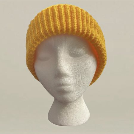 Handmade Yellow Crochet Beanie Hat - Unisex All-Season Stretchy Ribbed Cap