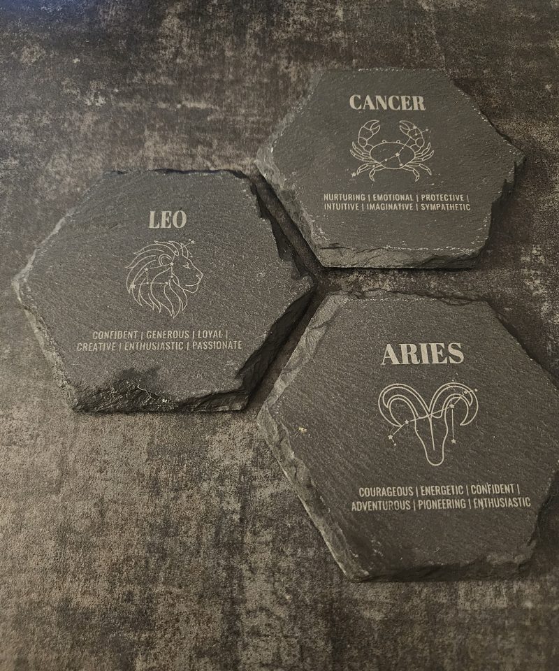 Zodiac Etched Slate Coasters