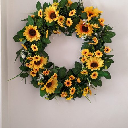 Artificial Sunflower Wreath in a cottage style