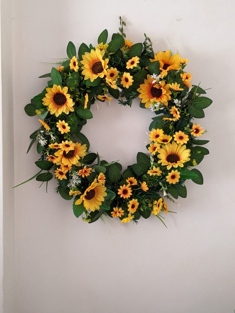 Artificial Sunflower Wreath in a cottage style