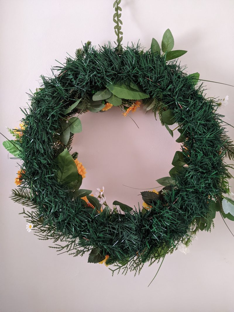 Artificial Sunflower Wreath in a cottage style