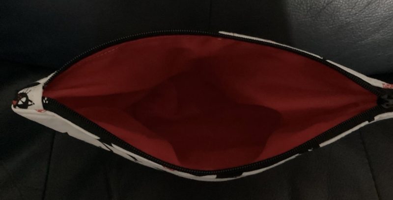 Medium Size Make Up Bag/Pouch Lined Zipped featuring Quirky Black Cat on a White Background