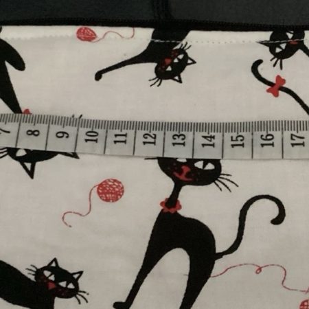 Medium Size Make Up Bag/Pouch Lined Zipped featuring Quirky Black Cat on a White Background
