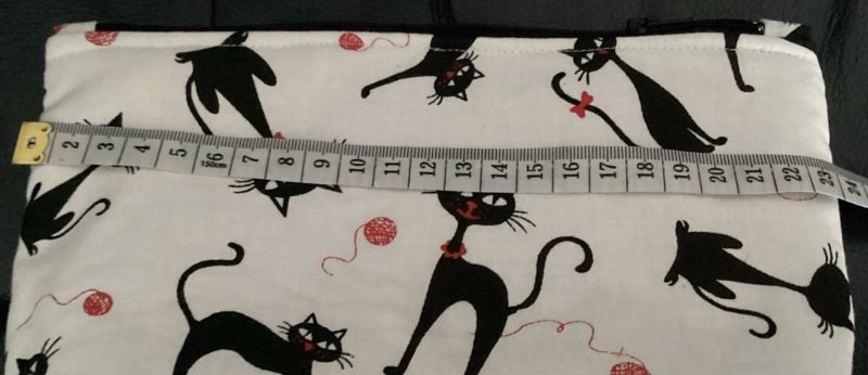 Medium Size Make Up Bag/Pouch Lined Zipped featuring Quirky Black Cat on a White Background