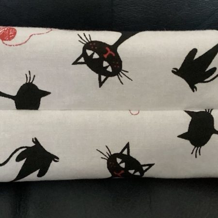 Medium Size Make Up Bag/Pouch Lined Zipped featuring Quirky Black Cat on a White Background