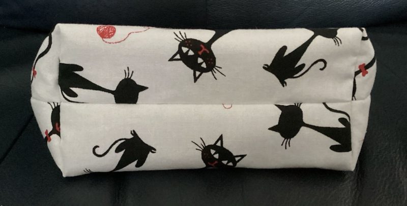 Medium Size Make Up Bag/Pouch Lined Zipped featuring Quirky Black Cat on a White Background