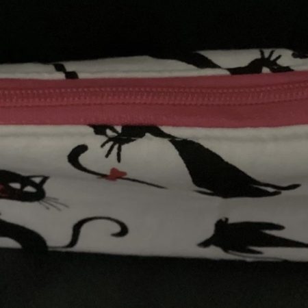 Cute Small Coin/Card Purse White Background Featuring Quirky Black Cats Zipped Lined