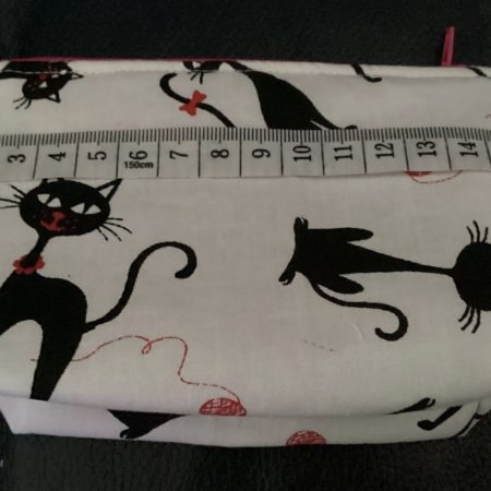 Cute Small Coin/Card Purse White Background Featuring Quirky Black Cats Zipped Lined