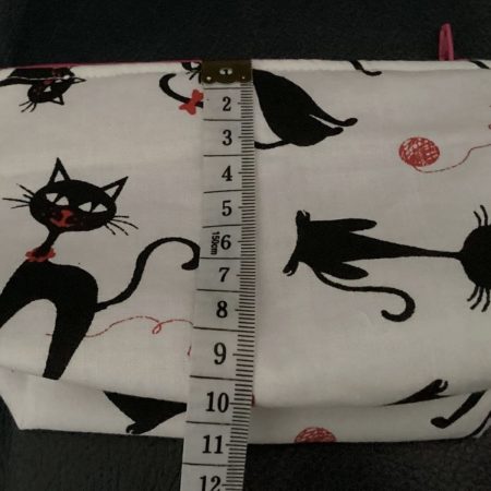 Cute Small Coin/Card Purse White Background Featuring Quirky Black Cats Zipped Lined