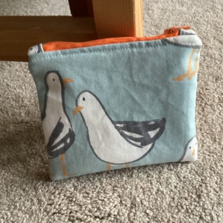 Quirky Fun Duck Egg Blue Seagull Print Small Coin/Card Purse