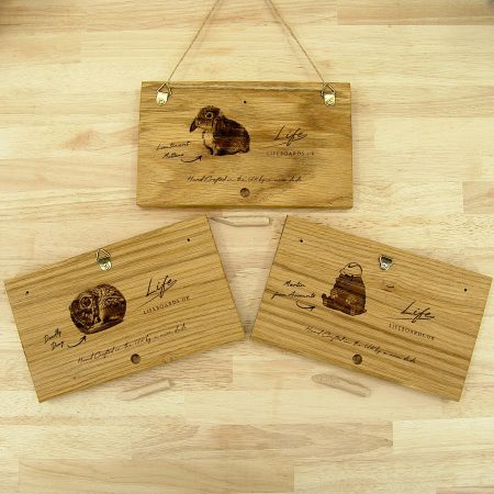 Solid Oak Personalised Sign 20cm Oiled - Custom Engraved