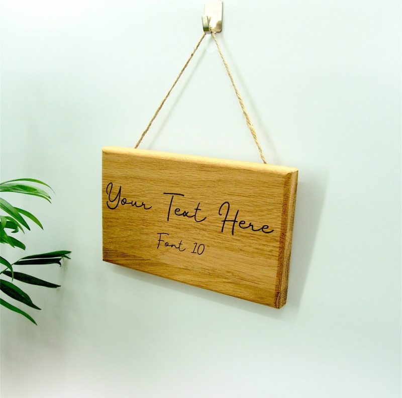 Solid Oak Personalised Sign 20cm Oiled - Custom Engraved
