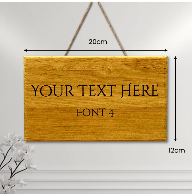 Solid Oak Personalised Sign 20cm Oiled - Custom Engraved