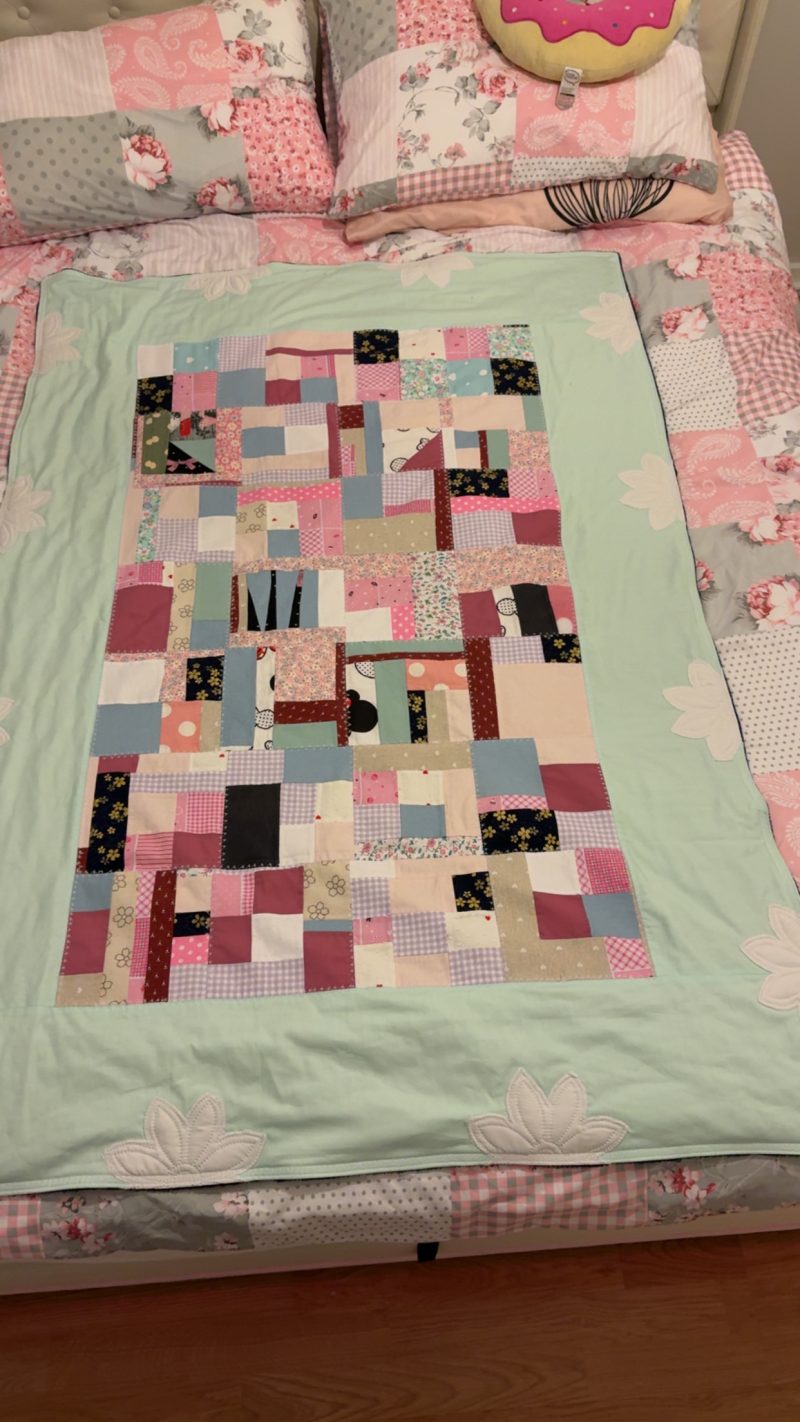 Handmade upcycled patchwork quilt/blanket