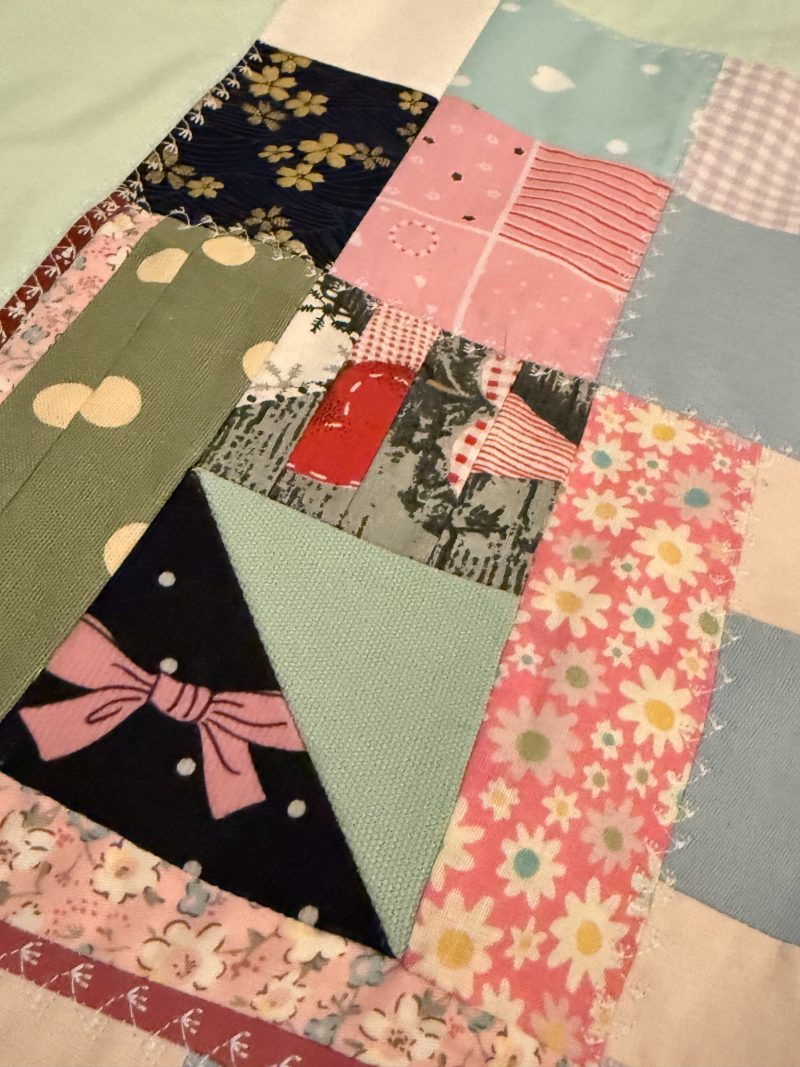 Handmade upcycled patchwork quilt/blanket